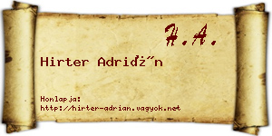 Hirter Adrián névjegykártya